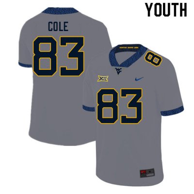 Youth West Virginia Mountaineers NCAA #83 CJ Cole Gray Authentic Nike Stitched College Football Jersey YT15R15LH